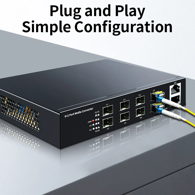 HORACO Gigabit Media Converter 8 SFP Port 2 Rj45 Port 1000Mbps Optical Fiber Switch for ip Camera UTP Fiber Optical switch fiber optical media converter