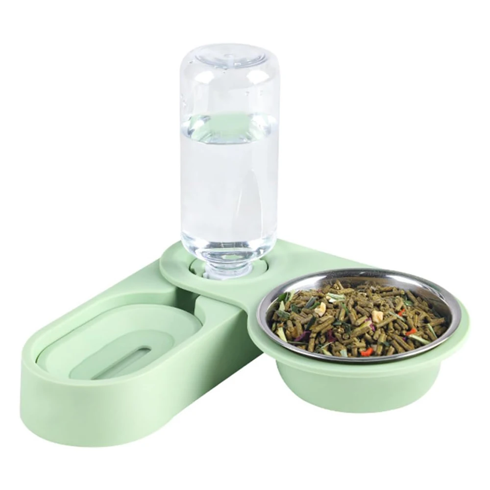 Cuenco de comida de conejillo de indias para mascotas, Alimentador automático, empalme todo en uno, fuente para beber, plato elevado de pie 6