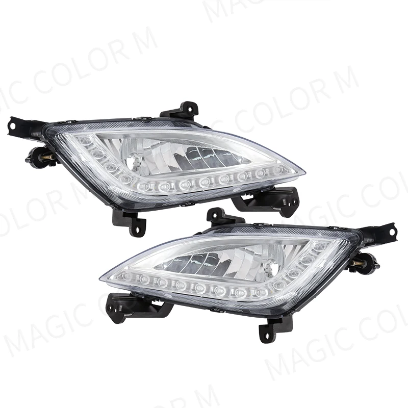 Front Fog Light Cover Set For 2014 2015 2016 Hyundai Elantra – Textured Black Left And Right Pair HY1038124 HY1039124