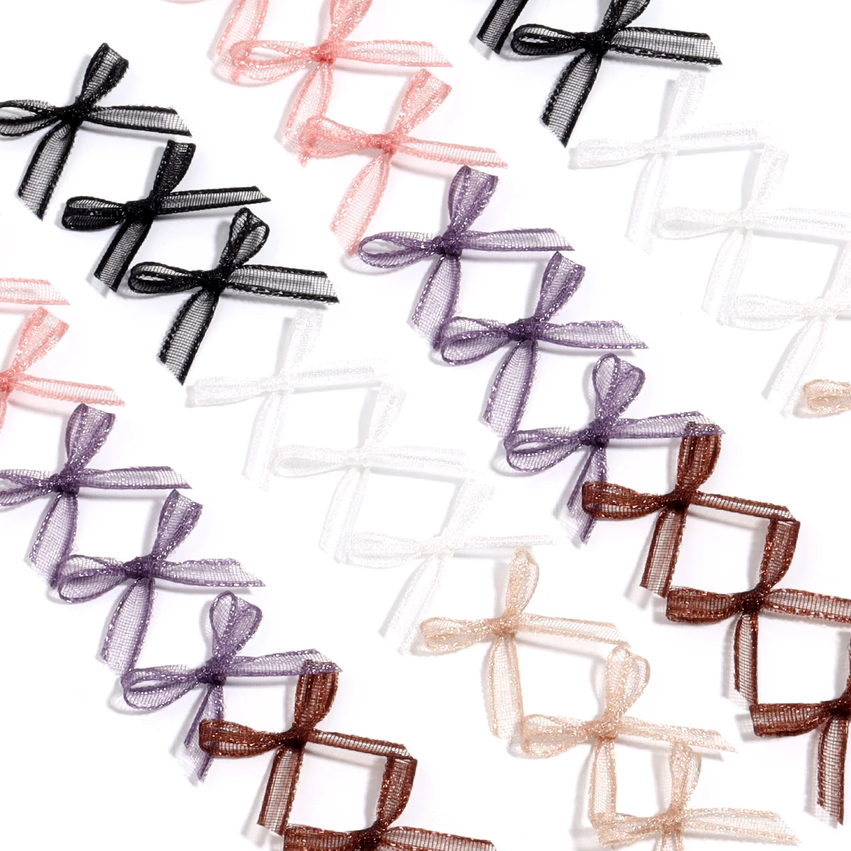30pcs Organza 리본 활 2.5x1.5cm DIY 매니큐어 모자를 쓰고 있죠 의류 장식 액세서리 용품에 대 한 작은 크기 새틴 리본 활