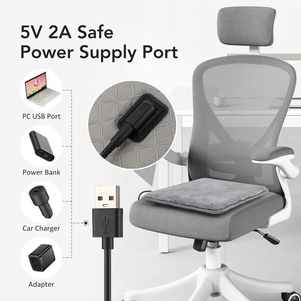 USB Electric Heated Seat Winter Heater Car Seat Heating Cushion Cold Resistant Chair Heated Mat for Office Travel Home Office