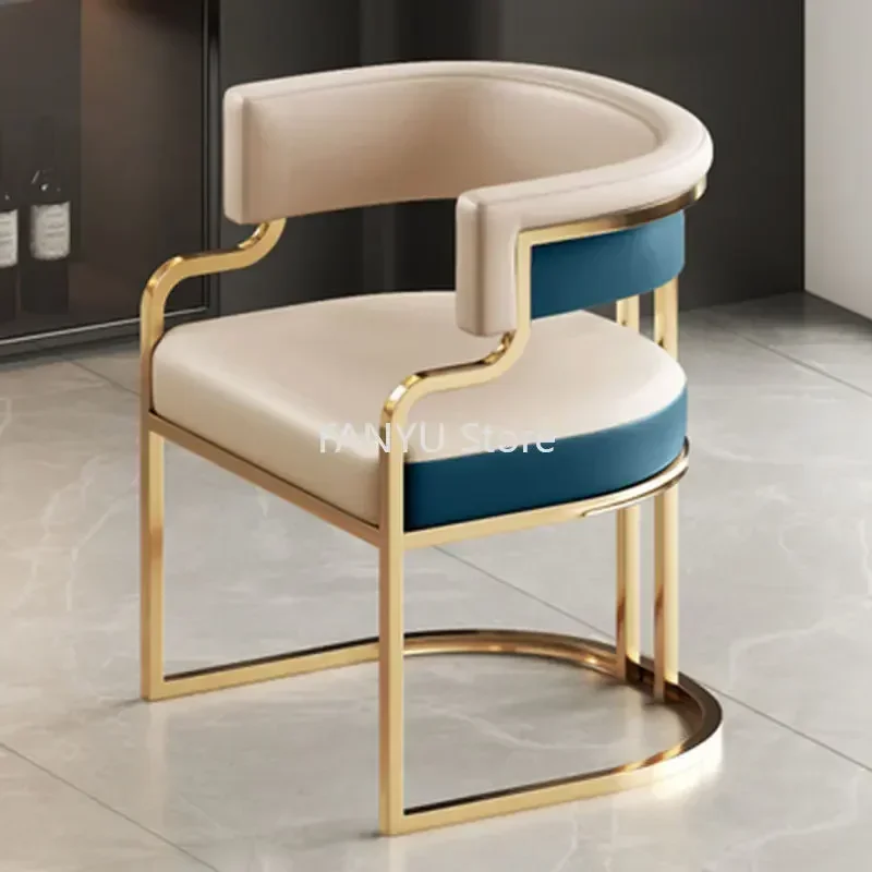 Nordic Relaxing Leather Dining Chairs Luxury Backrest Minimalist Makeup Balcony Furniture