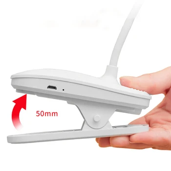 مصباح مكتبي لحماية العين مع مشبك USB مصباح طاولة قابل لإعادة الشحن 360 درجة ° مصباح دراسة مرن لغرفة النوم وقراءة كتاب الليل - Image 6