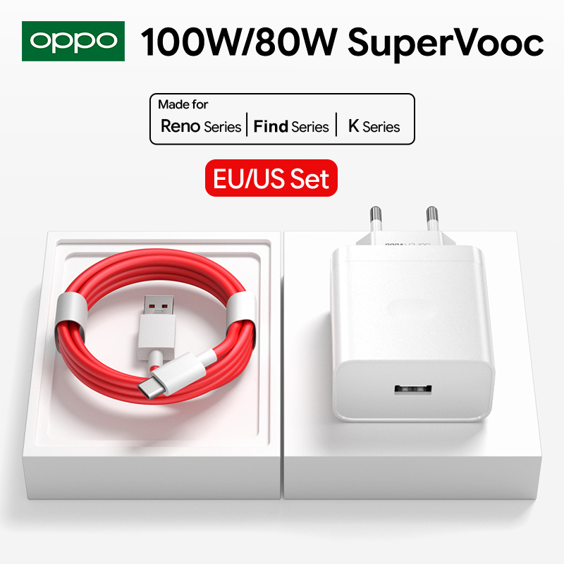 OPPO 100W 80W Supervooc Charger EU Power Adapter Type C Cable for OPPO Find X8 X9 Pro Ultra Reno 16 15 14 13 12 10 Pro F S A6 A5