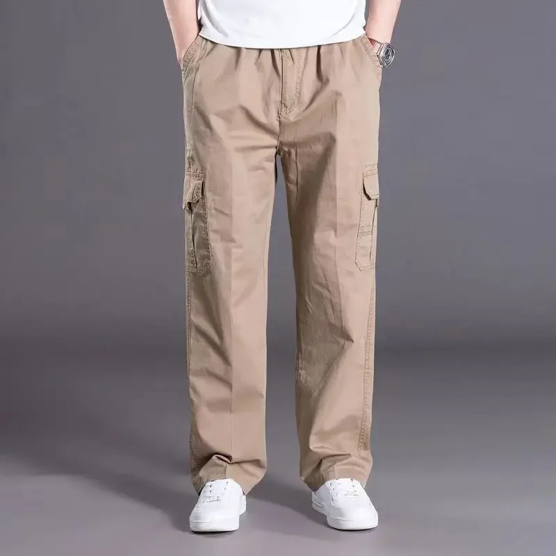 Spring and autumn men loose big size XL straight pants oversize elastic waist casual pants 6XL 5XL 4XL 3XL