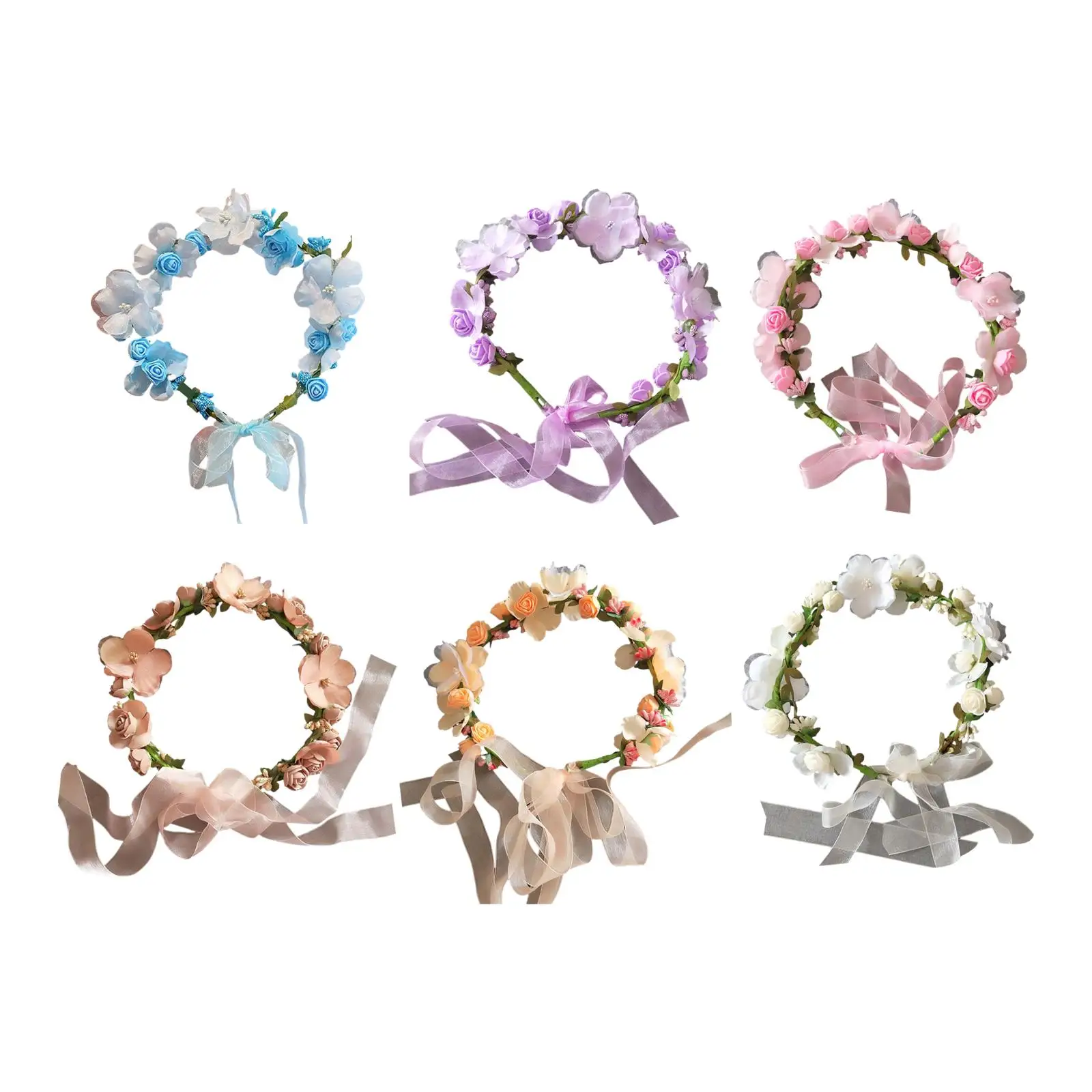

Flower Crown Wreath Hair Accessories Headdress Hair Garland Floral Crown Headpiece Flower Headband for Wedding Gift Photo Props