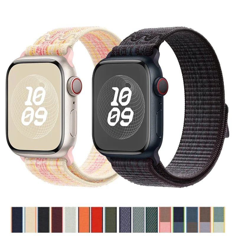 

Original Nylon Sport Strap For Apple Watch Band Ultra 2 45mm 49mm 44mm 40mm 41mm 42mm 44 mm Bracelet Correa iWatch 9 8 7 SE2 6 5