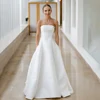 High Qulaity Strapless Satin A Line Wedding Dresses  Custom Made Formal Bridal Grown 2024 Rode De Morrie 1
