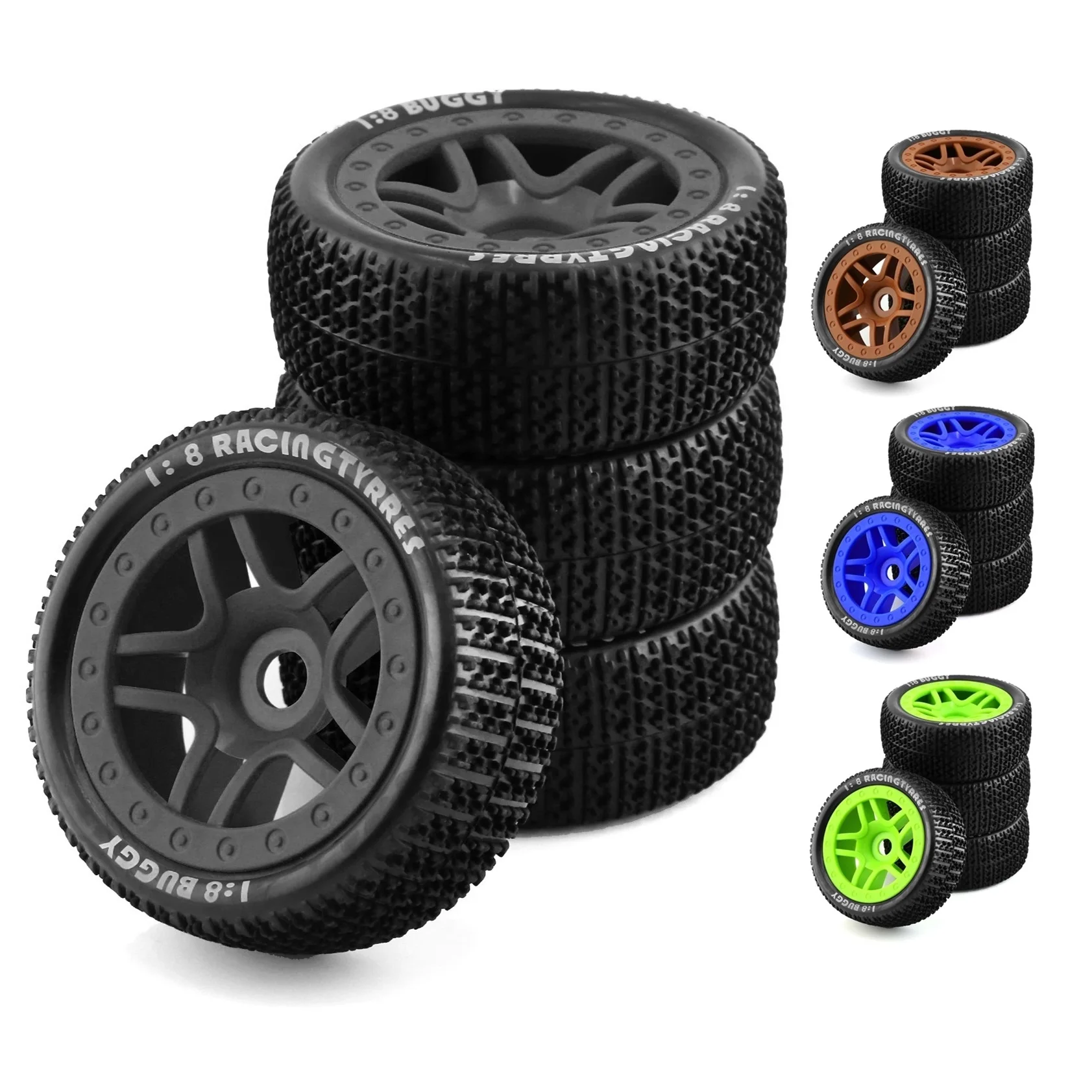4 Pz 110Mm 1/8 Rc Fuoristrada Buggy Ruote Pneumatico 17Mm Esagonale Per Arrma Typhon Talion Traxxas Redcat Team Losi Kyosho Hpi Hsp Vrx Rc Car