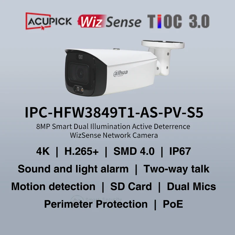 Dahua WizSense 4MP 5MP 8MP Smart Deterrence Bullet Camera Sound