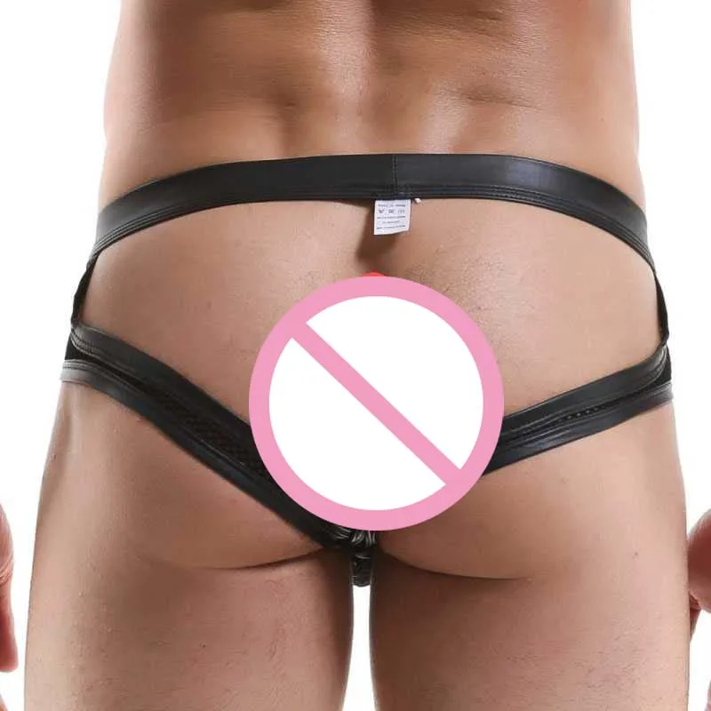 Brand Men Briefs Sexy Mesh See-through Underwear Hollow Out Open Penis Pouch Exotic Gay Lingerie Low-Waist Backless Male Panties 6