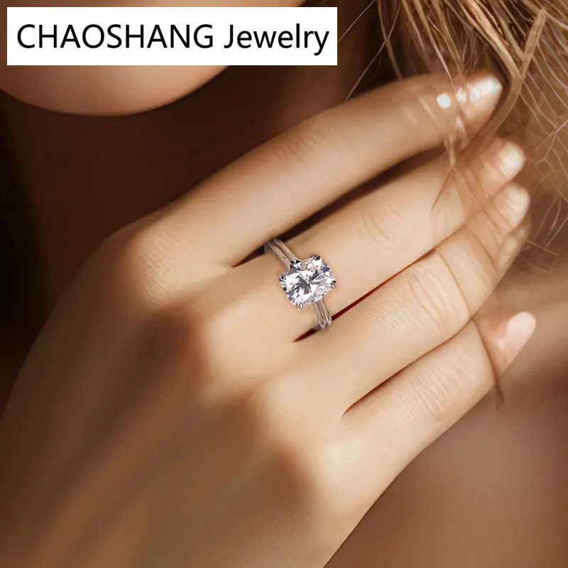 4.0ct Cushion Cut Moissanite Engagement Rings For Women VVS1 D Color Solid 925 Sterling Silver Anniversary Fine Jewelry