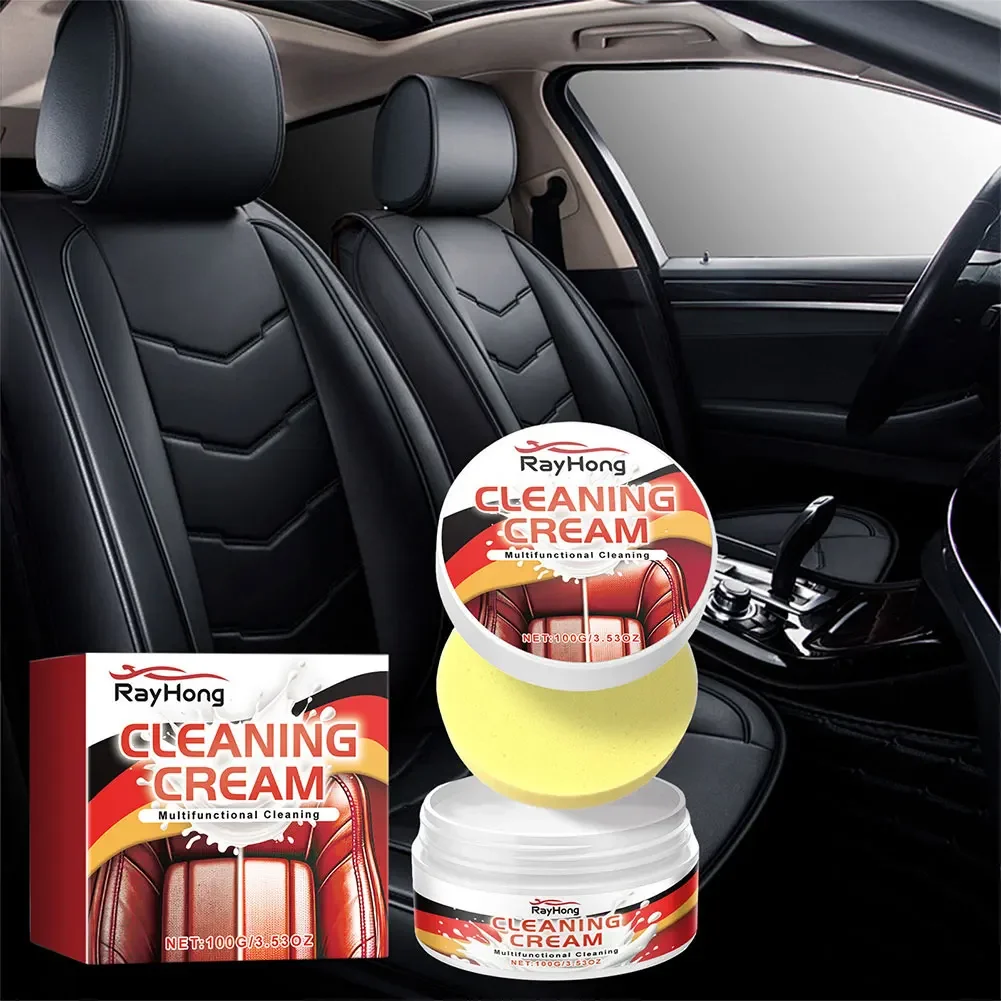 100g Leather Care Cream with Sponge Car Leather Restorer Cream Car Leather Refresher for Leather Pant Bag Shoes Furniture 4