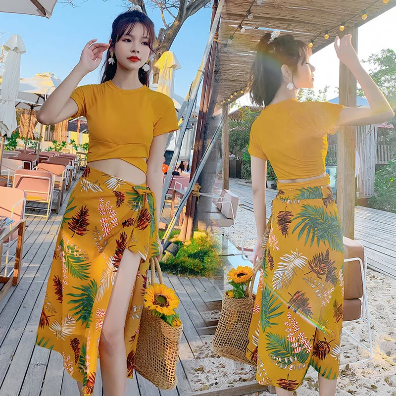 

Tiktok Swimsuit Female Split Three Piece Set Fairy Flat Angle Large Bikini Korean Sexy Swimsuit Wholesale Kawaii's Students