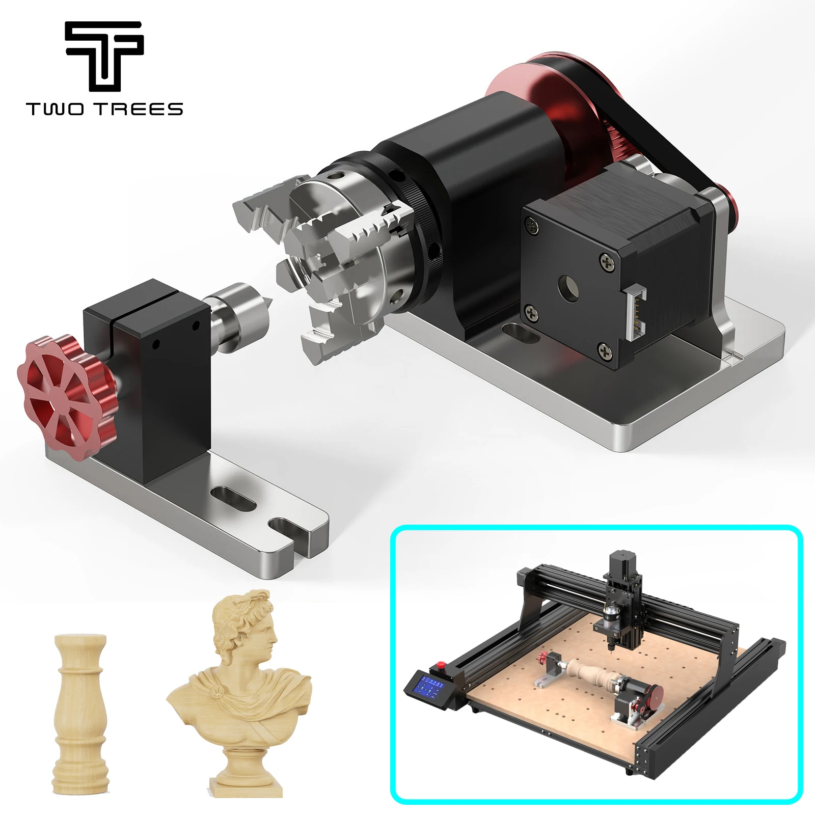 TWOTREES moduł obrotowy TTC450 do grawerowania cylindrycznych puszek na przedmioty maszyna do grawerowania laserowego CNC modułu do grawerowania rotacyjnego