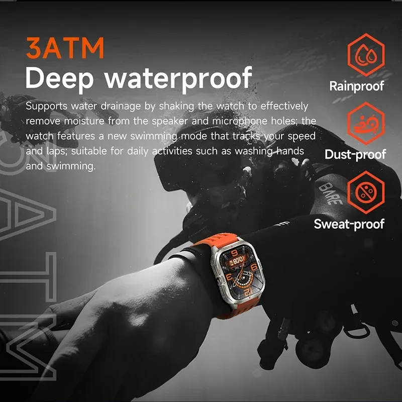 Luxury Military Man Smart Watch 3D UI Wireless BT Call Fitness Hours 3ATM Waterproof Sports Smartwatch for Men IOS Android 2025