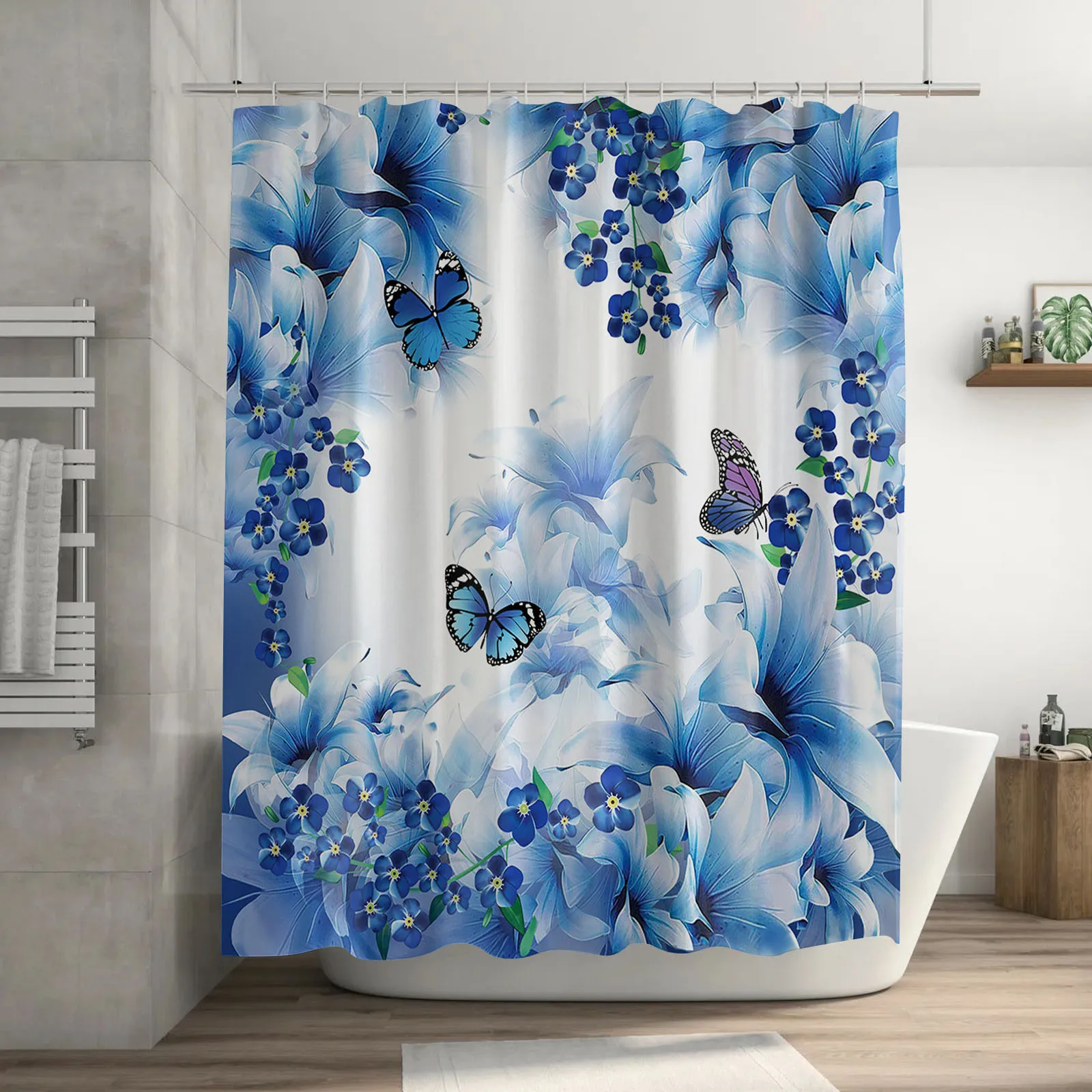 Garden Decorative Shower Curtain Liner with Hooks Short Shower Curtain Liner Clear with Magnets Heavy