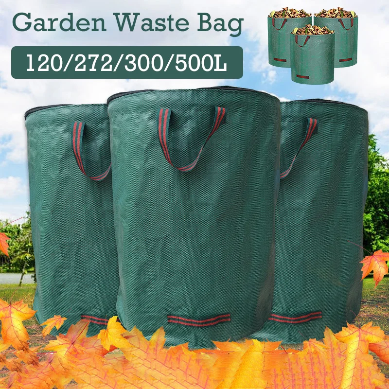 Garden waste bag 60-500L Garden Yard Waste Bag With Lid Foldable Large Capacity Leaf Collection Trash Can Reusable Multifunctional Storage Bags