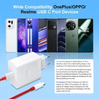 80W SuperVooc Ultra Fast EU Charger For OnePlus 8T 9 10 11 12 Pro 13 Nord 2 2T 3 4 5 CE 3 N200 N300 5G Type C USB Charging Cable 6