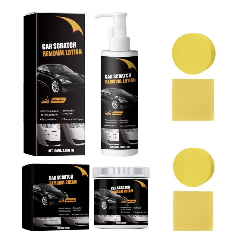 

Car Scratch Remover Paint Care Tools Auto Swirl Remover Car Cleaning Supplies with Sponge and Towel Anti Scratch Cleaning Car