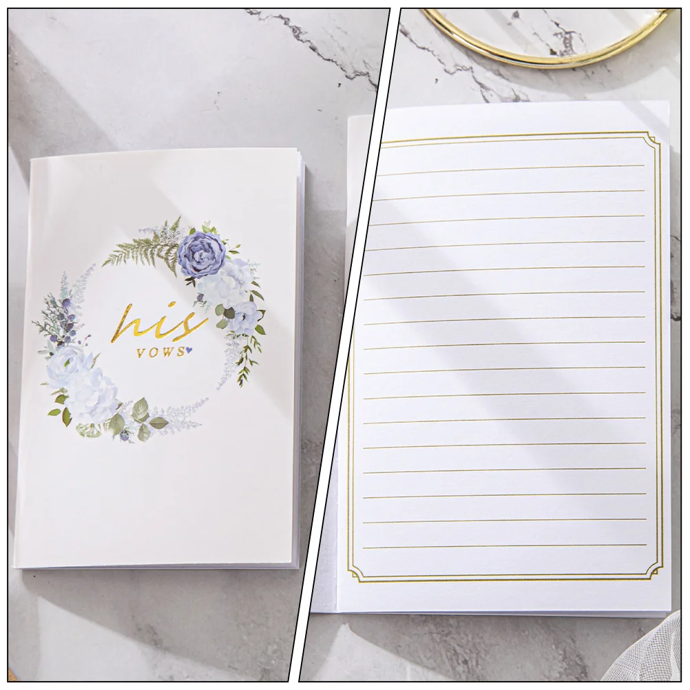 2 Pcs Wedding Vows Book Souvenirs Ceremony Decorations Books Booklet Oath Card Cards for Paper His and Her wedding vow notebooks