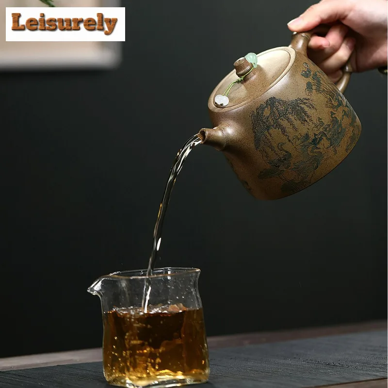 700ml Boutique Yixing Purple Clay Teapot Handmade Han Duo Pot Raw Ore Agilawood Mud Tea Soaking Kettle With Infuser Zisha Teaset