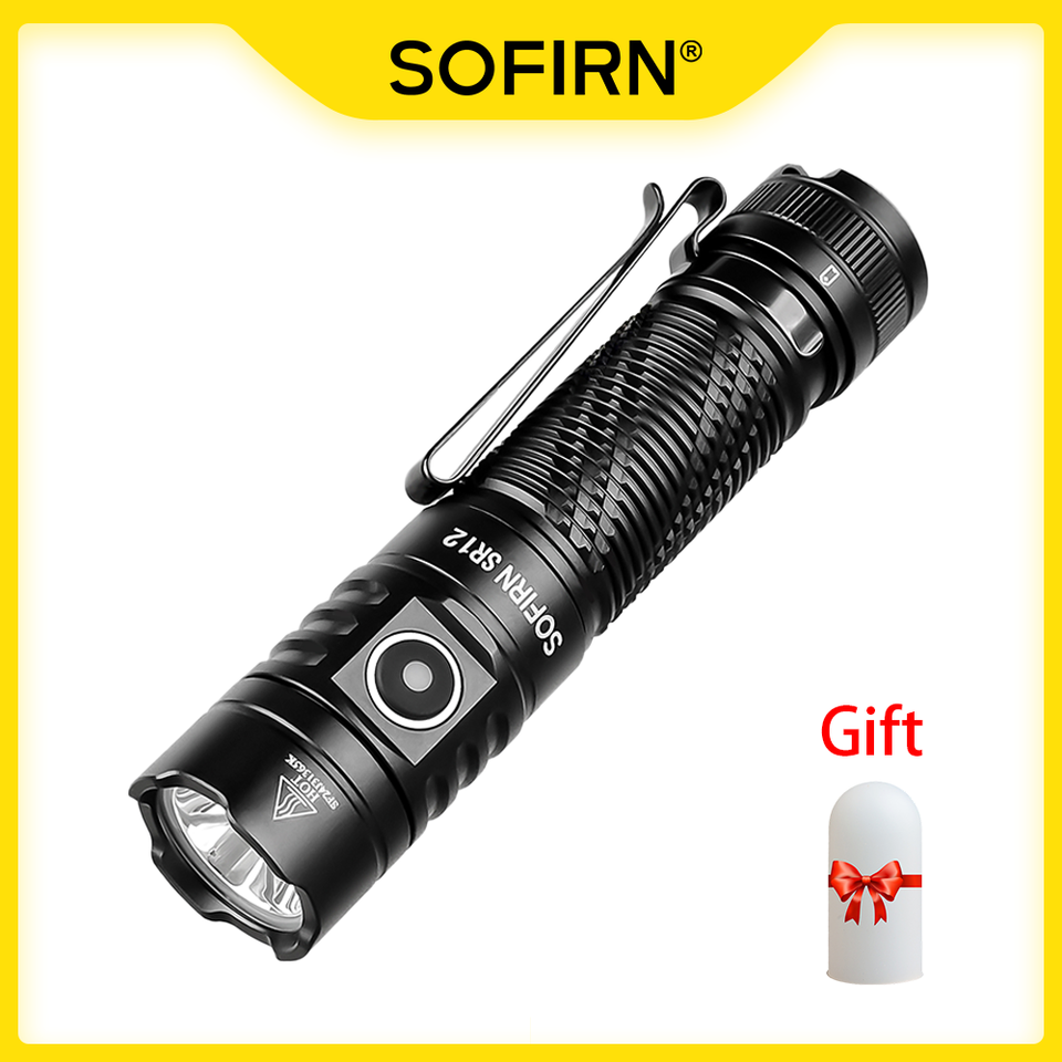 New Sofirn SR12 SFT25 LED 1450lm EDC Spot Flashlight 18650 USB C Rechargeable 6000K Powerful Light IP68 Torch