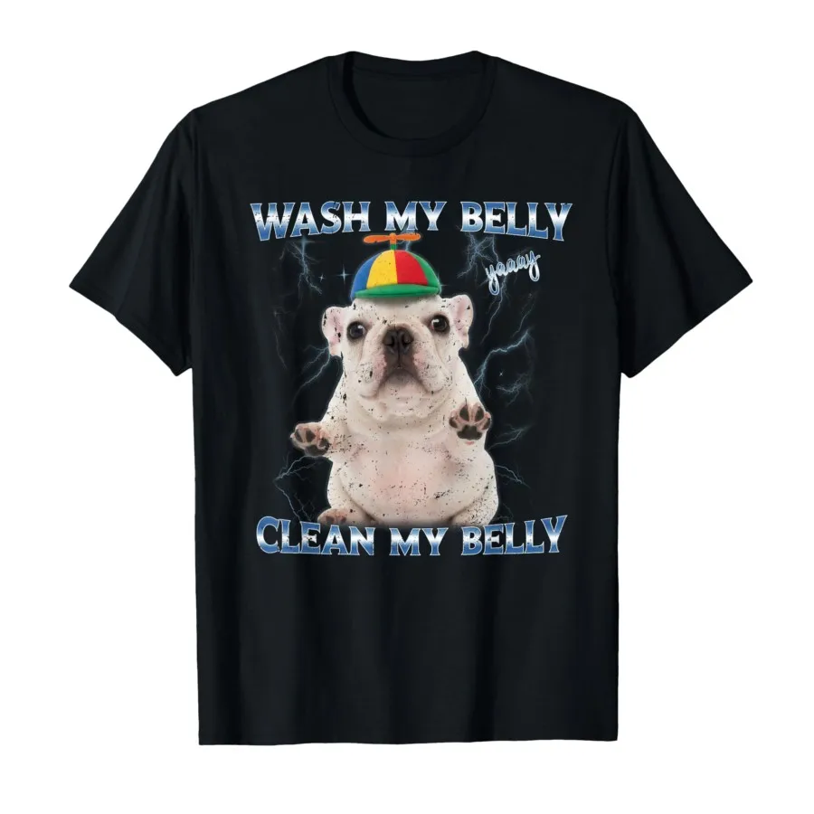 Pibble Wash Clean My Belly Funny Expression Pack T-Shirt Women's T-Shirt Short Sleeve Top Fashion Graphic T Shirts Personality