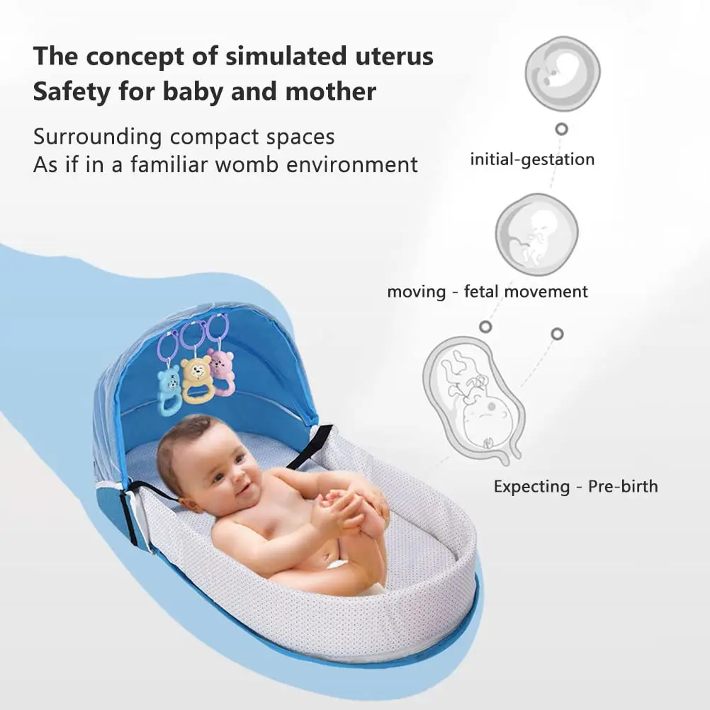 Lettino da viaggio per bambini con rete Tenda pieghevole per bambini Culla lavabile Lettino da viaggio bionico Lettino traspirante - immagine 6