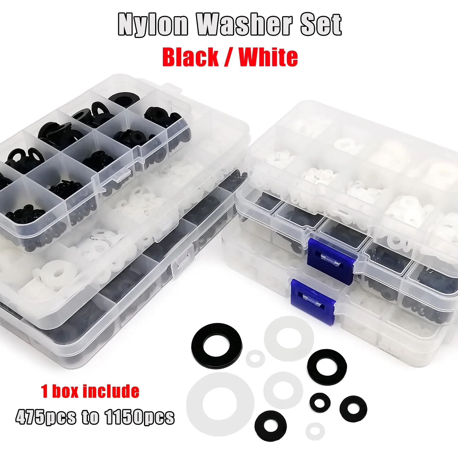 600 Rondelle In Nylon Bianche - Kit Assortito M2 M2.5 M3 M4 M5 M6 M8 M10 Per Meccanica - Foto 4