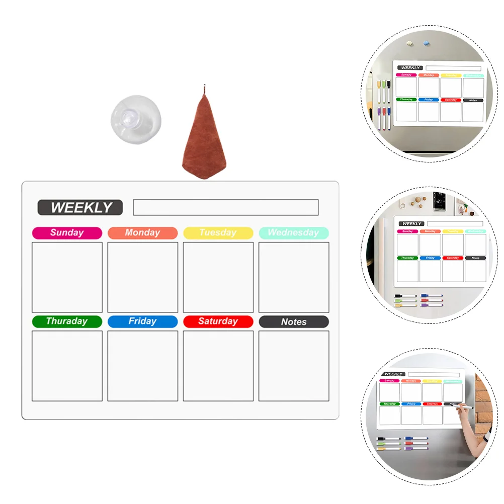 

Refrigerator Magnets Magnetic Weekly Planner Erasable Message Board Writing Fridge for Walls Clear Refrigerators Dry Erase