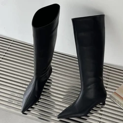 Eilyken Autumn Winter Cozy Pointed Toe Knee - High Boots with Low Thin Heels - 38 (Black)