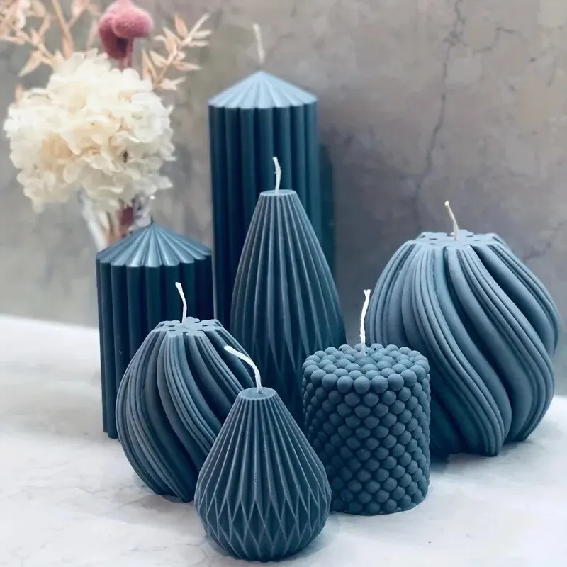 3DSpiralStripedSiliconeMoldforDIYScentedCandlesClayCraftsWax