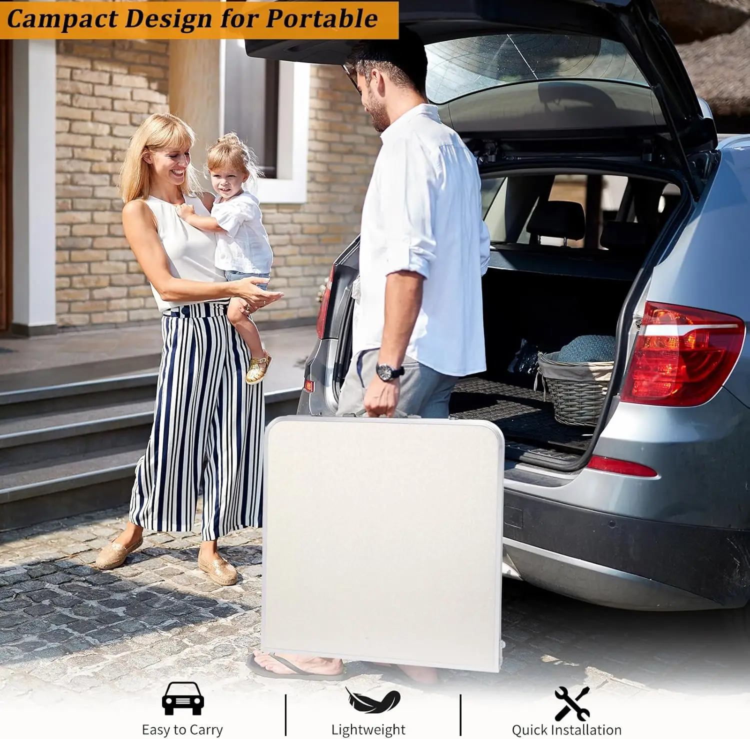4ft Portable Folding Camping Table, Outdoor Waterproof Adjustable Height Table, Aluminum Lightweight Suitcase Foldable Table