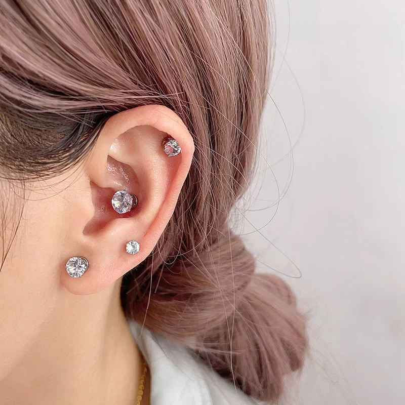Magnetic Earrings Clip Non Piercing for Women Men Stainless Steel Zircon Ear Stud