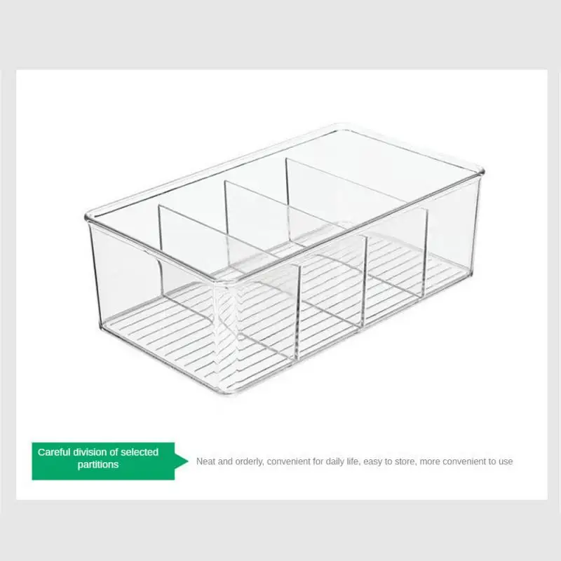 Refrigerator Organizer Bin Clear Plastic Food Storage Organizer Fridge Storage Box With Divider Freezer Pantry kitchen Organizer 5