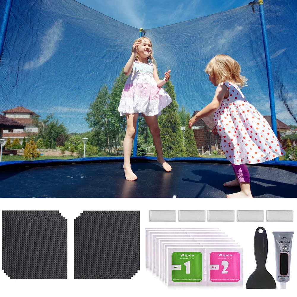 Trampoline Fix Repair Kit Waterproof Trampoline Mat Patches 4x4inch Square Repair Holes Or Tears in A Trampoline Mat