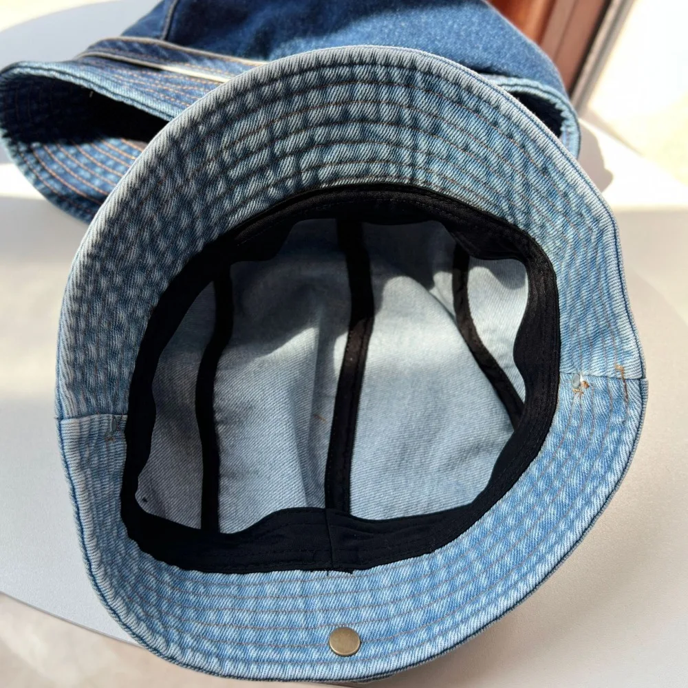 Ins Popular Retro Denim Short Brim Bucket Hats for Women and Men Spring Summer Travel Versatile Sunscreen Personality Stack Cap