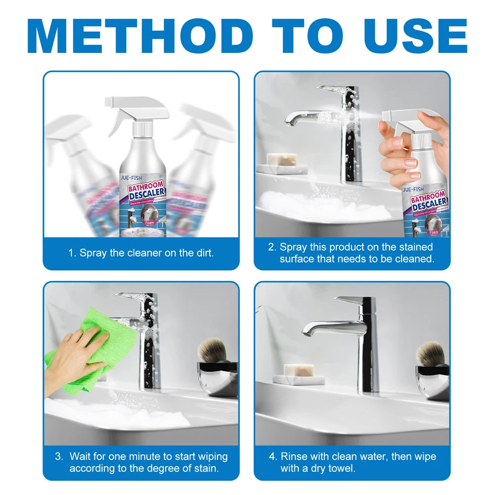 Multi-Purpose Cleaner Bathroom Foam Cleaner Spray Quickly Remove Bathroom Descaler For Bathtub Toilet Shower Sink Glass Ceramic cleaning spray bathroom cleaner