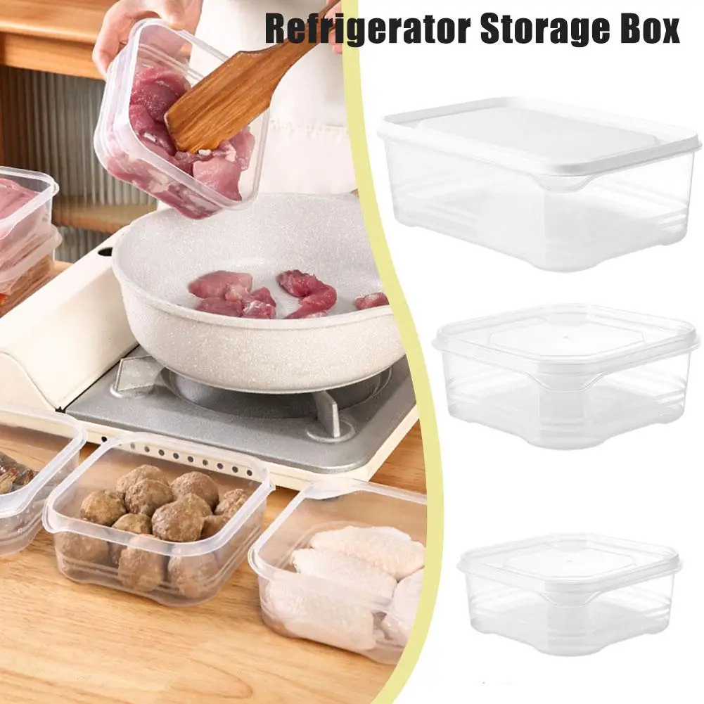 Home Refrigerator Dumpling Box Rectangular Plastic Sealed Storage Box Food Crisper Box with Lid Food Crisper Fresh Spacer Clear 6