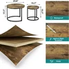 Nesting Coffee Table Set of 2, 23.6" Round Coffee Table Rustic Wood Top with Adjustable Non-Slip Feet, Industrial End Table 2