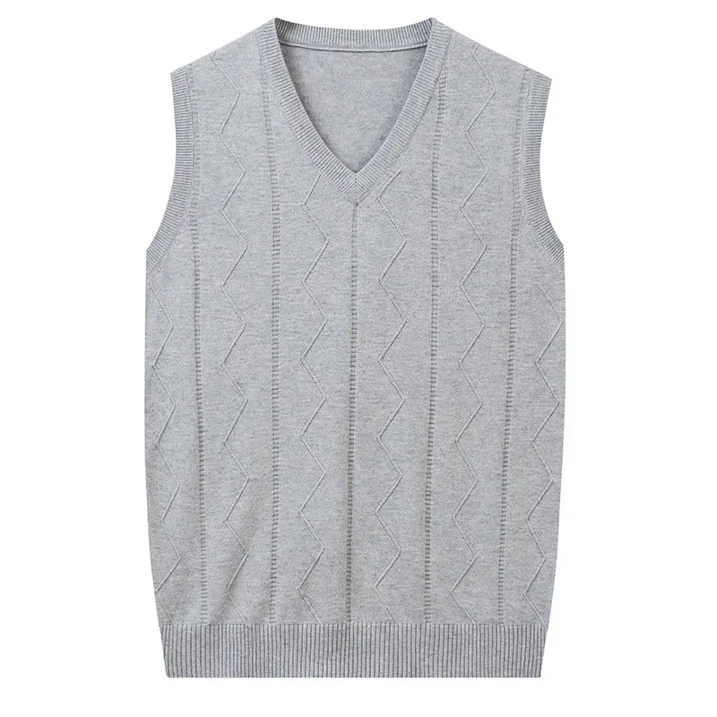 Description Picture 3 of itemAutumn New Men Vest Fashion Mens Wool Vest Men's V-neck Sweater Waistcoat Sleeveless Sweater Clothes Plue Size 3XL