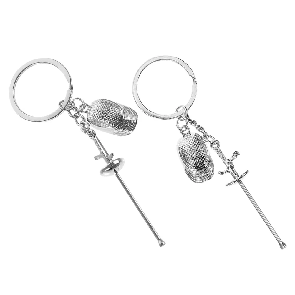 2pcs 펜싱 포일 Epee 펜싱 쥬얼리 디자인 스포츠 기념품 기념품 선물 자동차 열쇠 고리 스포츠 토큰 선물