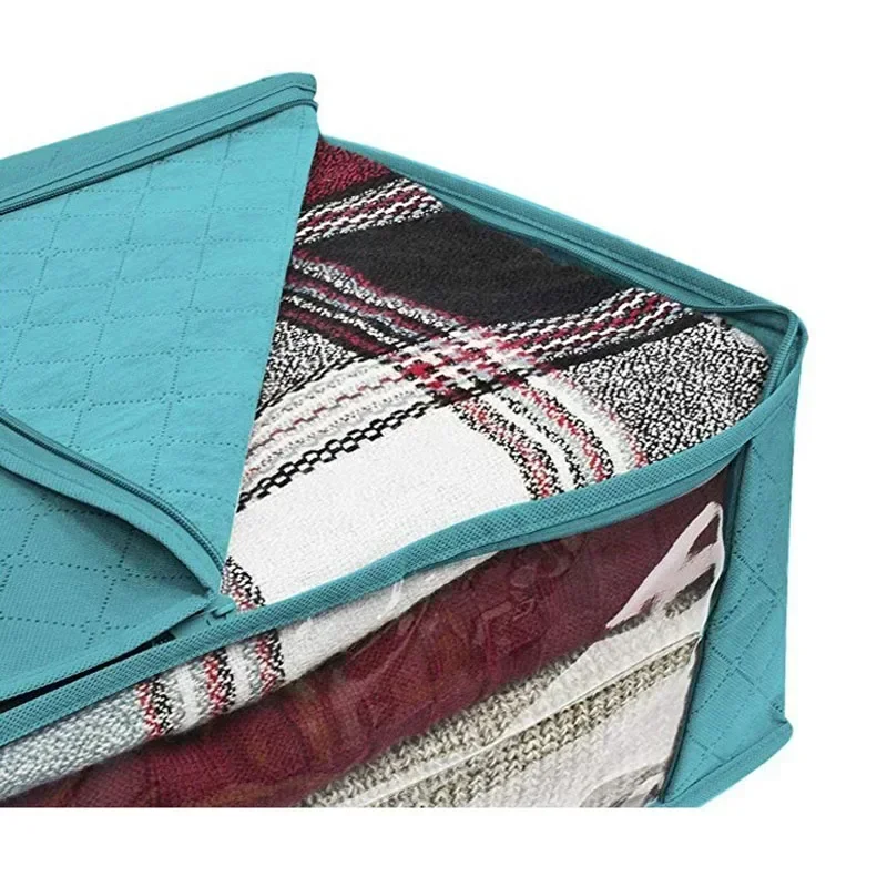 Large Capacity Clothing Storage Box Folding Non Woven Fabric Quilts Clothes Organizer Case With Zipper Organiseurs De Rangement 3