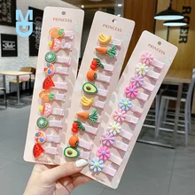 

New Children Hairpin Fruit Hair Clips Baby Side Bangs Clip for Kawaii Girls Headdress Hair Accessories Baby Bows 10 PCS 2022