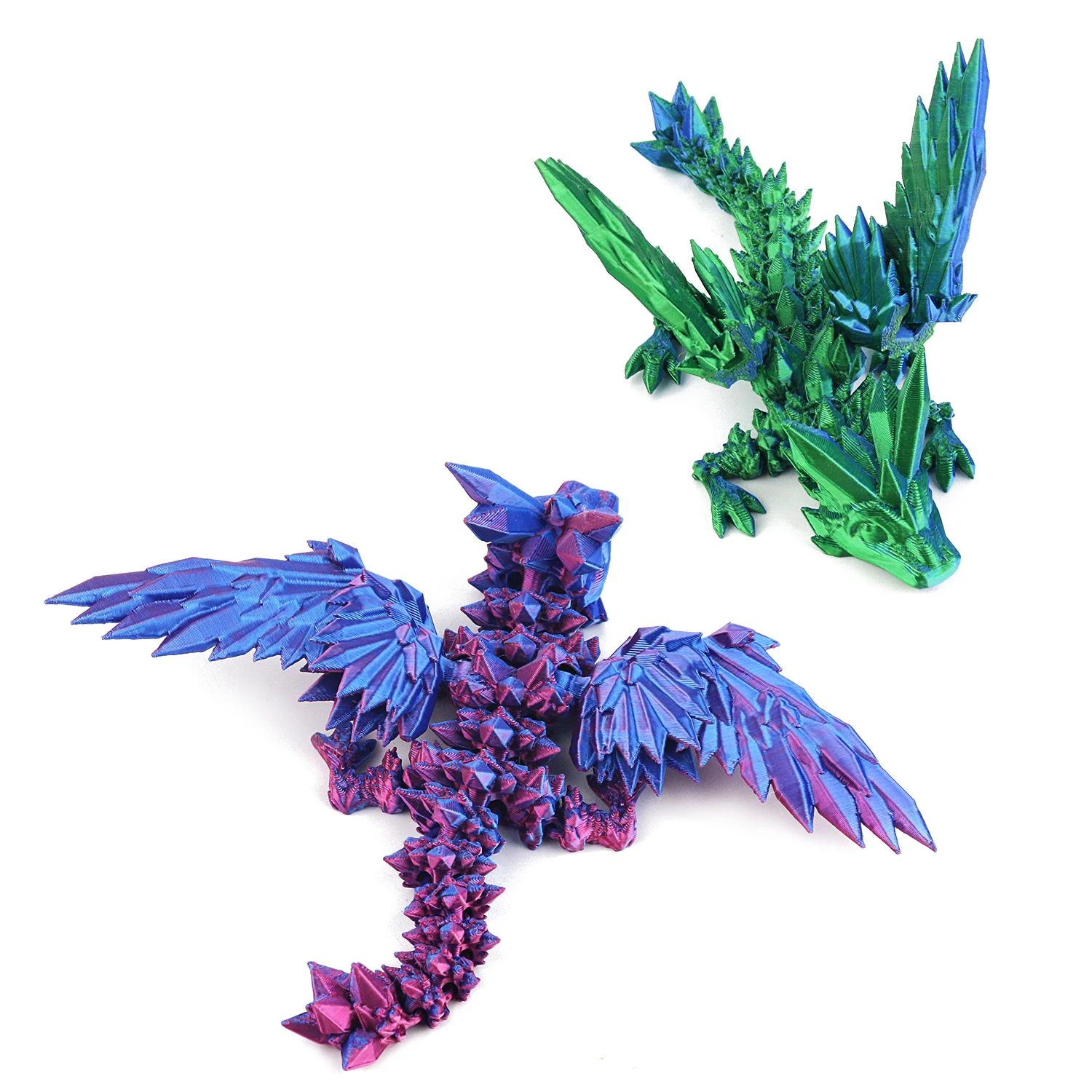 3D printed crystal flying dragon movable joint pterosaur ornament with wings, handmade children's toy 5