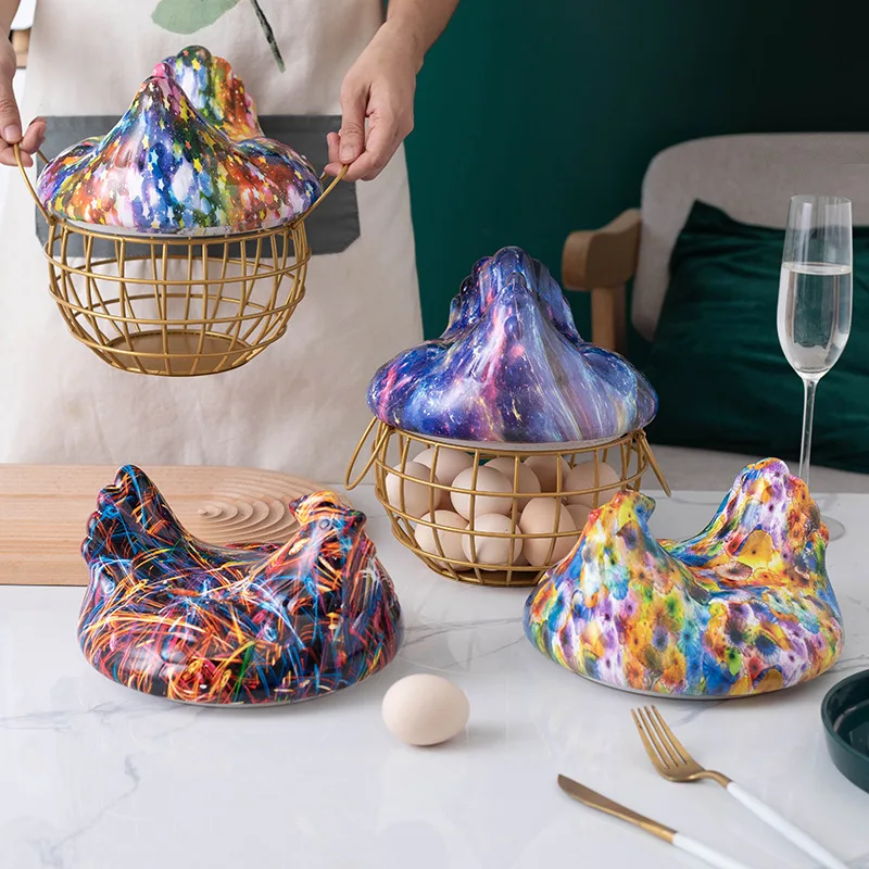 Ceramic Egg Holder Chicken Wire Egg Basket Fruit Basket Collection