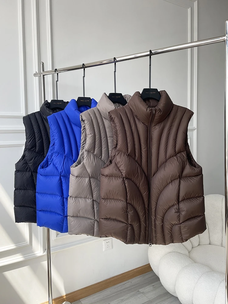 

Women Sleeveless Puffer Jacket Winter Warm Lightweight Short Down Vest Coat Female Loose Stand Collar Short Parkas Outwear
