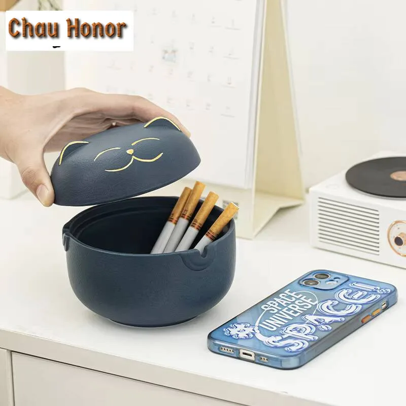 Lucky Cat Ceramic Ashtray Aesthetic Tobacco Shop Tobacco Smoke Odor Removal Ash Tray Weed Smoking Tearoom Supplies Gift