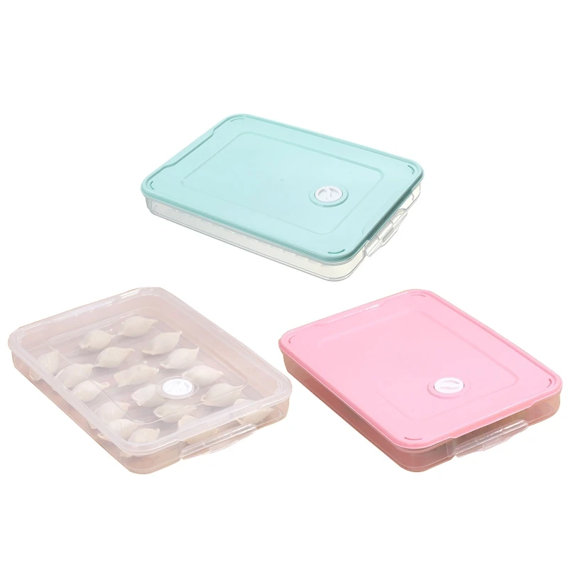 

Refrigerator Single Layer Dumplings Box Stackable Plastic Egg Tray Airtight Kitchen Preservation Container with Lid